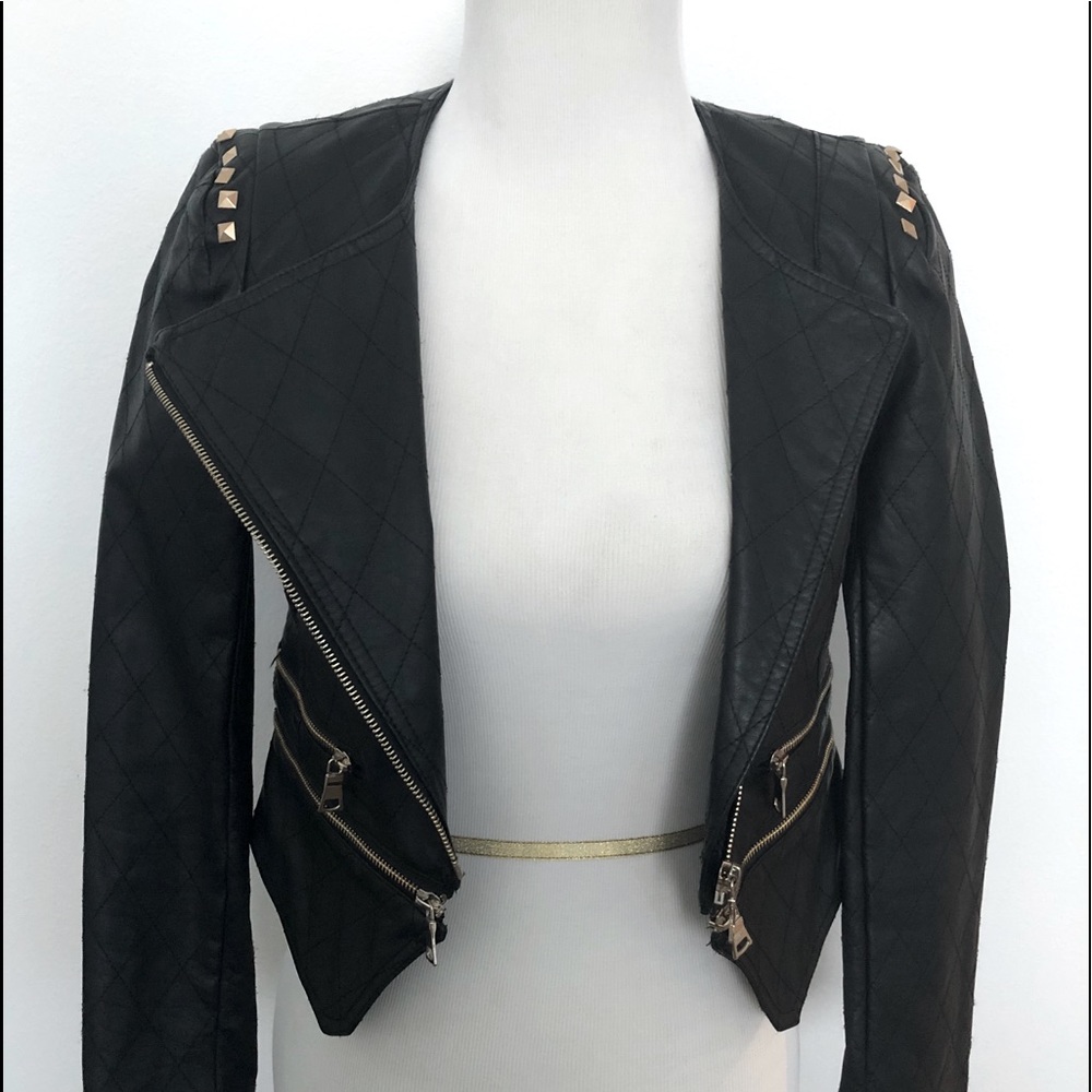 Leather, studded jacket.